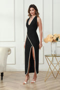 Pearl Embellished Halter Neck Formal Dress