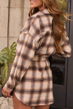 Chai Latte Plaid Mini Shirt Dress