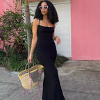 Casual Sleeveless High Waisted Slim Fit Camisole Long Dress