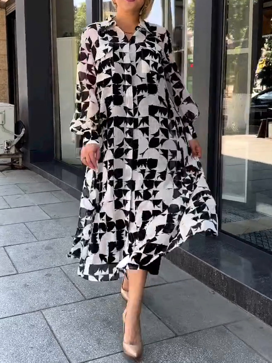 Classic Black White Shirt Dress