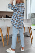 Love of Mine Plaid Print Long Sleeve Oversized Blouse