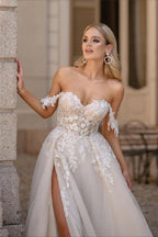 Mermaid Sheer Backless Lace Train Wedding Dress