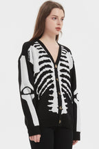 Skull Print Knit Cardigan