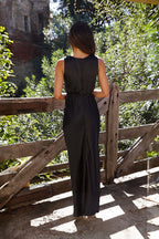 Vanesa Chic Deep V Neck Sleeveless Backless Dress Elevated Occasion Wear