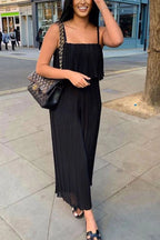 Pleated Suspender Jumpsuit