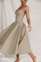 Elegant Vintage Cami Bodycon Midi Dress