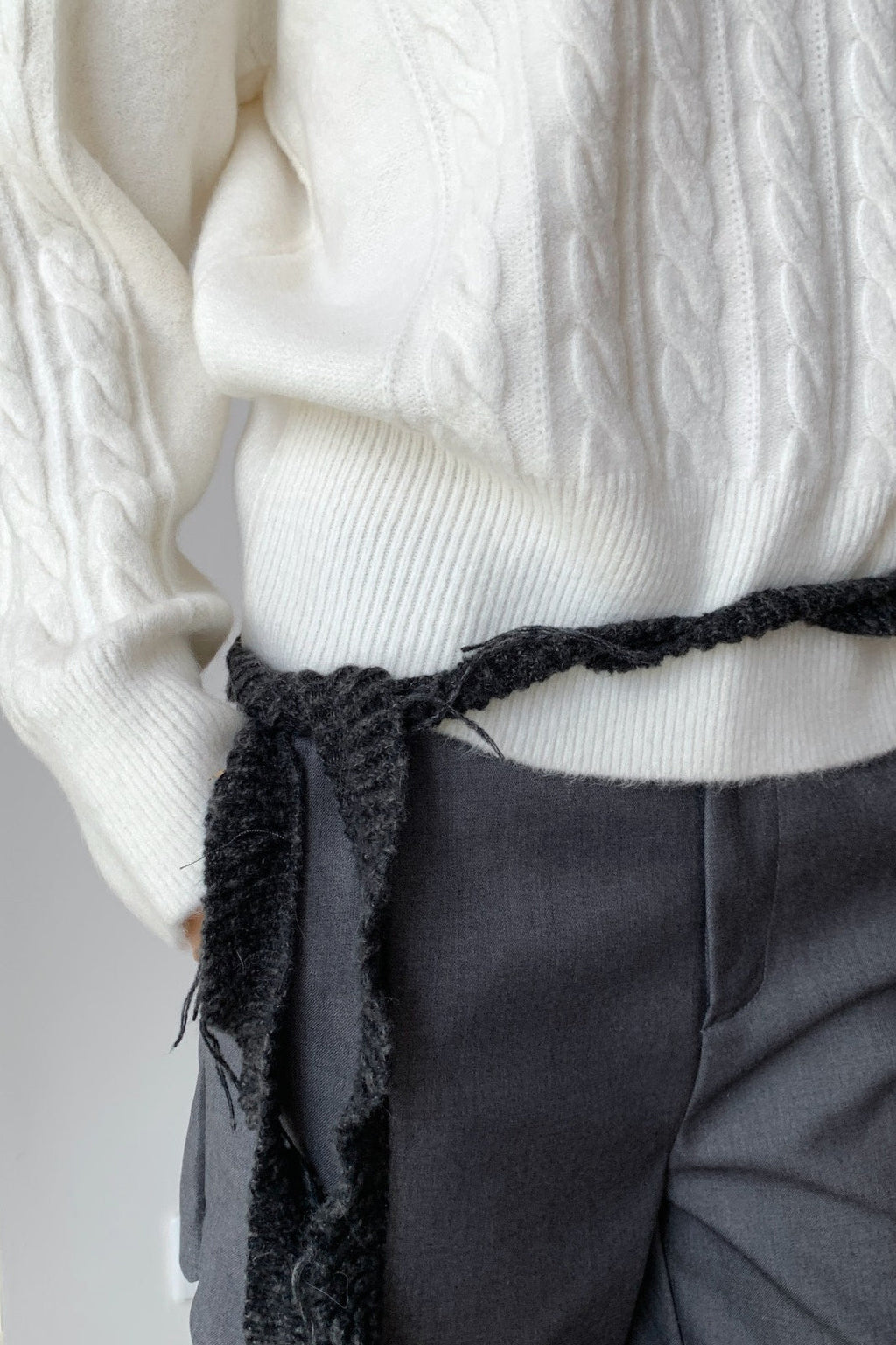 Cropped Ribbed Turtleneck Knit Sweater