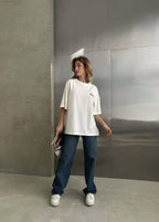 Lover Script Oversized Tee – White Statement Cotton T-Shirt