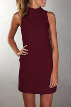 Danna Minimalist Fashionable Casual High Neck Sleeveless Solid Color Dress Designer Edit