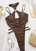 Heatwave Bound - Cut-Out Halter Ring Detail One Piece Swimsuit