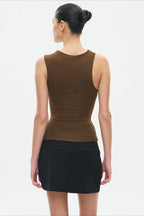 Twist Front Off Shoulder Sleeveless Solid Tank Top