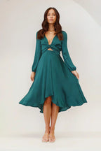 Leila Statement Night Dress Emerald Designer Edit
