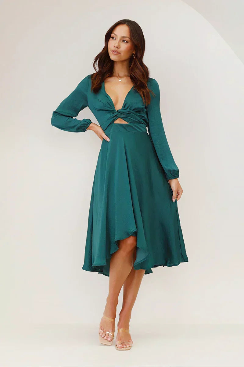Leila Statement Night Dress Emerald Designer Edit