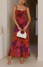 Fashion Tie-dye Backless Suspender Holiday Maxi Dress