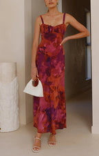 Fashion Tie-dye Backless Suspender Holiday Maxi Dress