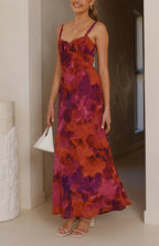 Fashion Tie-dye Backless Suspender Holiday Maxi Dress