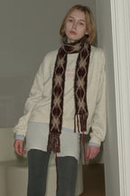 Argyle Knitted Slim Brushed Scarf