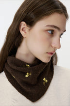 Wool Vintage Flower Embroidered Knitted Scarf