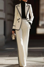 Structured Double Breasted Two Piece Blazer Casual Pants Set