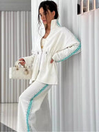 Sparkle Zip Coat Loose Pants Set