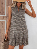 Flowy Print Ruffled Mini Dress
