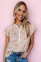 Happy Thoughts Floral Print Short Sleeve Top - 2 Colors