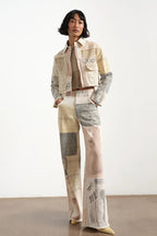 City Straight Light Wash Print Denim Jeans