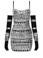 Izaiah Crystal Embellished Bandage Dress With Gloves