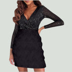 Celia Statement Sequin Dress with V Neck Chic Silhouette Collection