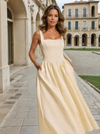 Shoulder Strap Slim Fit Mid-length Dress