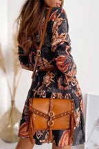 Florcoo Loose Digital Print Half Sleeves Mini Dress