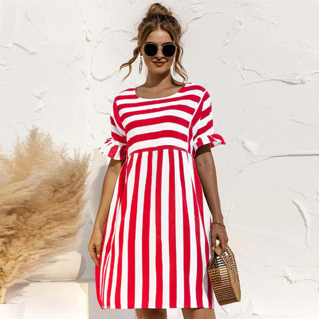 Norma Elevated Striped Summer Dress Statement Occasion Edit