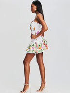 Ruched Stretch Bustier Lace - Trim Mini Dress