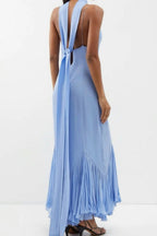 Vintage Party Midi Dress With Stole Blue