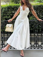 Naomi Exclusive Midi Dress with Deep V Neck Statement Occasion Edit