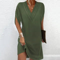 Estela Boutique Timeless Dress with a V Neck Premium Wardrobe Essential