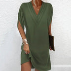 Estela Boutique Timeless Dress with a V Neck Premium Wardrobe Essential