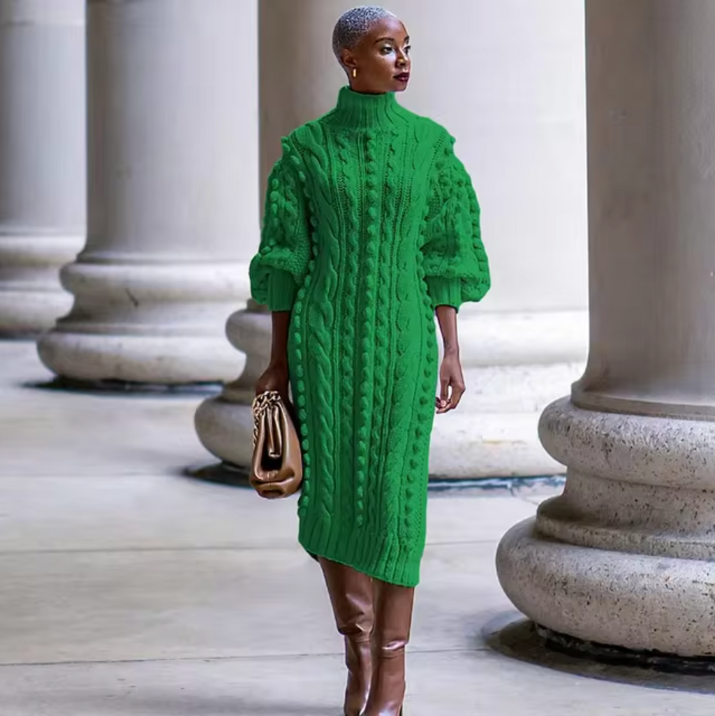 Classic Mariana High Neck Rib Dress for Modern Fashion Wear