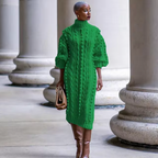 Classic Mariana High Neck Rib Dress for Modern Fashion Wear