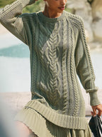 Knit Sweater Pleated Skirt Dress
