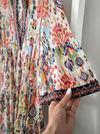 Attractive 3/4 Sleeve Print Midi Dress