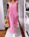 Zenaida Elevated Dress with V Neck and Short Sleeves Evening Wear Edit