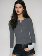 Modern Classic Contrast Cuff Henley
