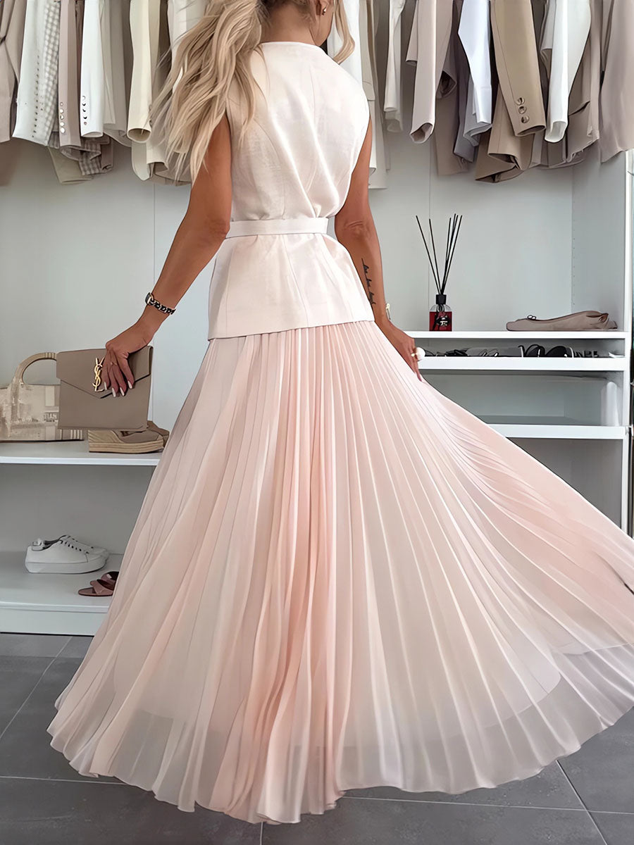Suit Vest Pleated Skirt Two Sets