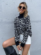 High Neck Leopard Print Sweater