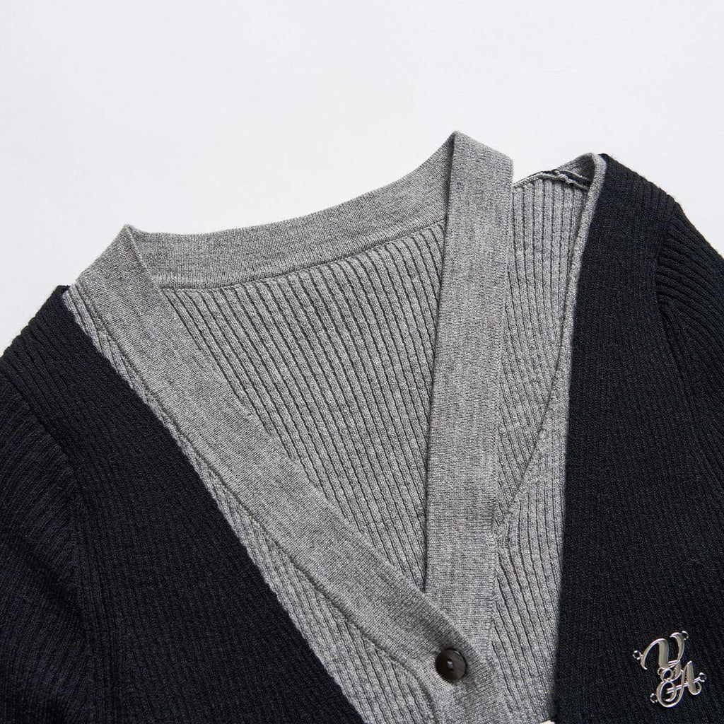 Elegant Black Knit Long Cardigan With Hollow Out Design