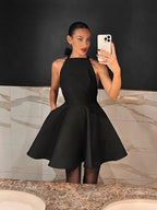 Bow Gate Mini Dress Black