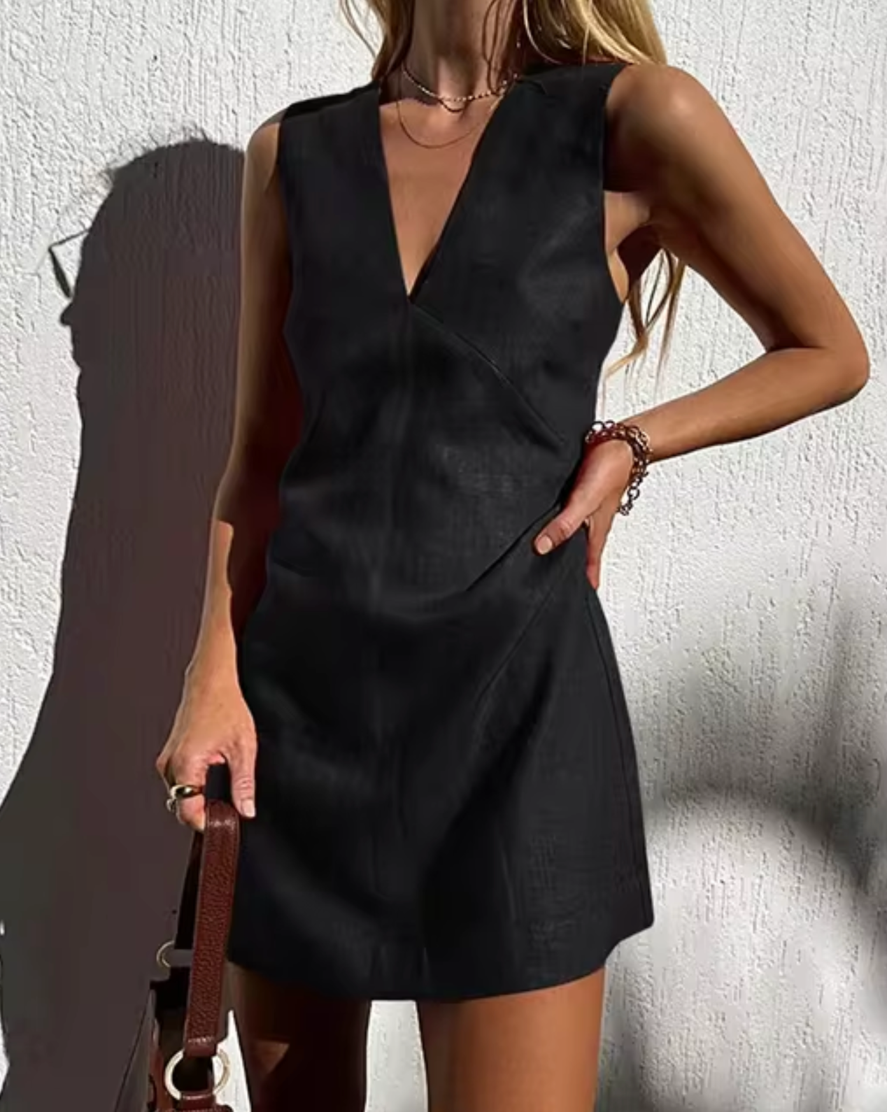 Angelina Minimalist Sleeveless Linen Mini Dress Boutique Collection