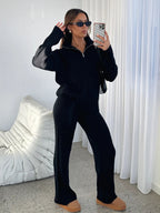 Cozy Ribbed Half Zip Lounge Set