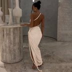Delia Asymmetrical Dress Beige